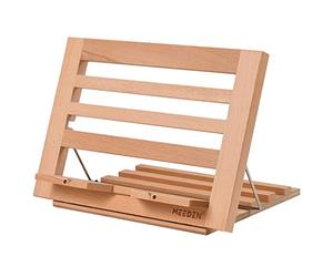 MEEDEN Soporte de Libro para Lectura, Soporte de Madera para Libros de Recetas - Atril de Madera para Estudiar - Soporte de Libros de Cocina o Estudio Ajustable-34 x 23,5 x 2 cm