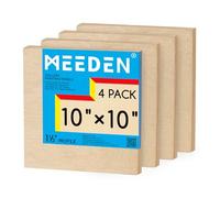 MEEDEN Tablero de lienzo de madera sin acabar: 1-1/2 pulgadas de profundidad, 10 x 10 pulgadas, paquete de 4 paneles de madera en blanco para pintar