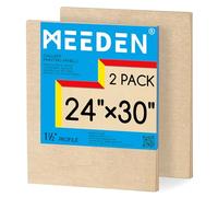 MEEDEN Tablero de lienzo de madera sin acabar: 1-1/2 pulgadas de profundidad 24 x 30 pulgadas, paquete de 2 paneles de madera en blanco para pintar