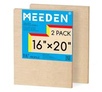 MEEDEN Tablero de lienzo de madera sin acabar: 1-1/2 pulgadas de profundidad y 16 x 20 pulgadas, paquete de 2 paneles de madera en blanco para pintar