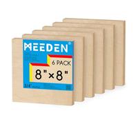 MEEDEN Tablero de lienzo de madera sin acabar: 3/4 pulgadas de profundidad, 8 x 8 pulgadas, paquete de 6 paneles de madera en blanco para pintar