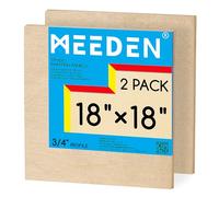 MEEDEN Tablero de lienzo de madera sin acabar: 3/4 pulgadas de profundidad de 18 x 18 pulgadas, paquete de 2 paneles de madera en blanco para pintar