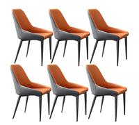 Meedlopia Juego de 6 sillas Modernas para Comedor y Cocina, con Asiento Acolchado Cuero Artificial Suave Patas Acero al Carbono, tapizadas (Naranja Gris).
