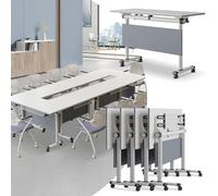 Meedlopia Mesa de conferencias abatible para Sala Entrenamiento, móvil, con Ruedas bloqueables, pequeña, Plegable (Paquete 4, 120 x 60 75 cm)