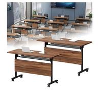 Meedlopia Mesa de conferencias Plegable con Ruedas, Rectangular, Modular, para Salas de conferencias, Mesa de capacitación móvil abatible, Ideal para aulas, oficinas y Salas de conferencias.