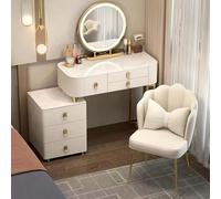 Meedlopia Mesa De Maquillaje con Espejo Y Luz, Luz De 3 Colores Ajustable, Juego De Tocador De Maquillaje, Muebles De Dormitorio, para Mujeres Y Niñas