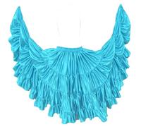 MEEK MERCERY BY KF Falda de danza del vientre para mujer, de satén, estilo tribal, 4 capas, 25 yardas, S20, Sky Blue, S