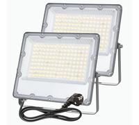 MEEKBOS 2 Piezas Foco LED Exterior 100W, IP66 Impermeable,10000LM,6500K Luz Blanca Fría,Con enchufe UE para Jardín, Patios, Parking, Hotel, Naves Etc
