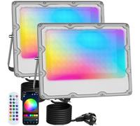 MEEKBOS 2 Piezas Foco LED RGB Exterior, 50 W, Regulable, Cambio de Color