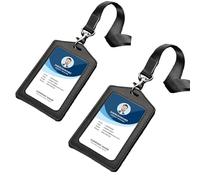 Meekye 1/2 Juego Porta Tarjetas Lanyard, Funda Tarjeta Identificación, Lanyard con Tarjetero, ID Card Badges Holder Ilavero porte para Llavero Tarjetas de Crédito, Trabajo Carné