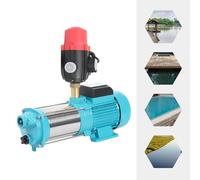 MEELRYD Bomba centrífuga multietapa 1300 W, altura de extracción 98 m, altura de succión 8 m, bomba de jardín, bomba de agua doméstica con manómetro e interruptor de presión, 9,8 bar, 4000 l/h