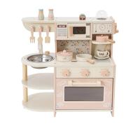 MEELRYD Cocina de muñecas de madera, cocina de juegos para niños, juego de cocina infantil con cafetera, cocina pequeña, cocina de rol para niñas y niños, edad 3, 4, 5, 6 años