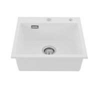 MEELRYD Fregadero de cocina de granito blanco, 50 x 45 cm, rectangular, para armarios bajos a partir de 60 cm de ancho, 1 fregadero empotrado, fregadero de cocina, fregadero de granito para cocinas