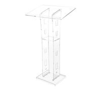 MEELRYD Podio acrílico, atril de acrílico transparente con estante de almacenamiento, soporte de podio transparente, púlpito para iglesias, discursos, bodas, aulas, 60 x 40 x 110 cm, transparente