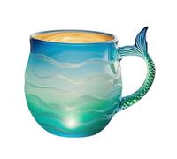Meerjungfrauen-Kaffeetasse - Meereswellen-Henkel, kristallklares, hitzebeständiges Teegefäß für heiße und kalte Getränke, Milch, Saft, Wasser, stilvolles transparentes Trinkgefäß für Restaurant, Bar,