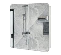 Meerveil Armario de Espejo de baño, Madera de ingeniería, White-Round, 68 x 13 x 66 cm