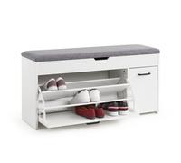 Meerveil Banco de Zapatos con Asiento, Banco de Zapatos con Almacenamiento y cajón abatible, Estilo Industrial de Madera, para Pasillo, Entrada, 100 x 52 x 30 cm, Color Blanco