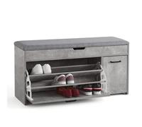 Meerveil Banco Zapatero con Asiento, Banco de Zapatos con Almacenamiento y cajón abatible, Estilo Industrial de Madera, para Pasillo, Entrada, 100 x 52 x 30 cm, Color Gris