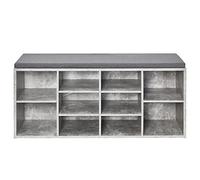 Meerveil Banco Zapatero, Zapatero con Asiento Acolchado Zapatero Madera Armario de Almacenamiento 10 Compartimentos 104 cm x 45 cm x 30 cm,Gris