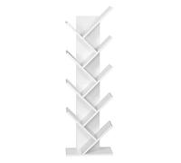Meerveil Estantería de Madera en Forma de Árbol,Exquisito Estante para CD de 9 Capas,Revistero, Diseño Simple, Ahorro de Espacio, Blanco