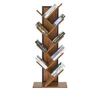 Meerveil Estantería de pie con Forma de árbol, 9 Niveles para CD, Libros, revistas, Oficina, Sala de Estar, Estudio, habitación de los niños, 50 x 22 x 125 cm, Color marrón