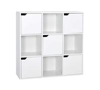 Meerveil Librería librería estantería de Almacenamiento 9 Compartimentos con 5 Puertas Estilo Moderno Adecuado para Oficina, Estudio, Sala de Estar, Pasillo y Otras, 90 x 90 x 30 cm, Blanco