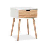 Meerveil Mesillas de Noche 1 cajones Mesilla Auxiliar Estilo Escandinavo para Salones dormitorios 40 x 40 x 56cm, Blanco Roble