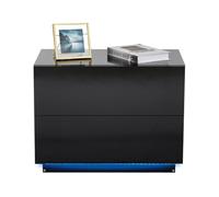 Meerveil Mesita de Noche, Madera de ingeniería, Negro, 60x39x45cm