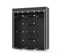 Meerveil Mondeer Armarios Dormitorio, Armarios de Tela para Ropa, Armario Ropero con Varillas, Armario Portátil, Resistente al Polvo Estantería de Almacenaje, Dormitorio, Estudio,150x45x175cm (Negro)