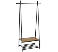 Meerveil Mondeer Perchero de Pie, Perchero con Zapatero, Perchero Puerta, Perchero Metálico de Pie para Ropa y Zapatos, Estante de Pasillo,Percha clásica Industrial, 62x41x160cm, Marrone