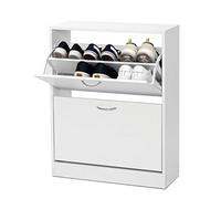 Meerveil Zapatero con 2 Solapas de aglomerado E1, Revestimiento de melamina de bajo Mantenimiento, B63 x 81 x T24 (Blanco)