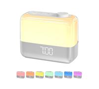 MeesMeek Reloj despertador digital para dormitorio: luz de despertar al amanecer, luz nocturna de 8 colores, alarmas fuertes dobles para dormir pesado, repetición de 9 minutos, 6 sonidos, 7 volúmenes