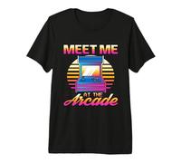 Meet Me At The Arcade Vaporwave Retro Jugador Videojuegos Camiseta Premium