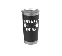 Meet Me At The Bar Funny Fitness Barbell Halterofilia Gimnasio Vaso térmico de acero inoxidable de doble pared