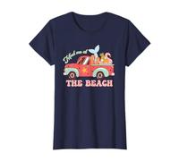 Meet Me At The Beach Retro Mermaid Flamingo Piña Truck Camiseta