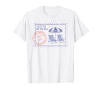 Meet Me by The Sea Santa Mónica California Beach Stamp Art Camiseta