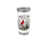 Meet Me Outside Cardenal Birdwatching Naturaleza Amante Vintage Vaso térmico de acero inoxidable de doble pared