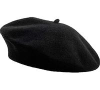 Meet-shop Boina Francesa,Boinas Negras de Mujer Lana Clásico Retro Boina Otoño Invierno Artista Gorro Boina Vasca para Niñas Mujeres