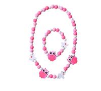 Meet-shop Colgante Unicornio Niñas Collar Pulsera Set, Niños Búho Joyas de Madera Kit Collar de Cuentas de Madera Elásticas Unicornio Princesa Beads Regalo para la Fiesta de Cumpleaños Pretender