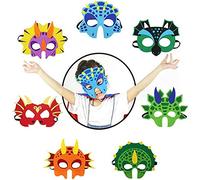 Meet-shop Mascara de Dinosaurio,Mascaras de Fiesta de Dinosaurios 7 Piezas Máscaras de Disfraz de Dinosaurio de Fieltro con Correas Elásticas para Niños