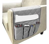 Meet-shop Organizador de Reposabrazos para Sofá,Bolsillo Bandeja para Silla Soporte de Bolsa de Almacenamiento de Tela para Sofá Revistero para Mando a Distancia, Teléfono Móvil, Libro, lápiz-Gris