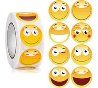 Meet-shop Smiley Felices Sticker,Pegatinas de Sonrisa 500PCS Rollos de Pegatinas Sonrisa Amarilla Pegatinas de Recompensa de Dibujos Animados