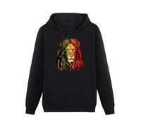 Meet Sun Lion with Dreadlocks Rastafari Jah Jamaica Marijuana 420 Black Hoodie Graphic Mens Sweatshirts Unisex Hooded XXL