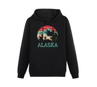 Meet Sun Vintage Alaska Mountains Retro Hiking Love Alaska Black Hoodie Graphic Mens Sweatshirts Unisex Hooded L