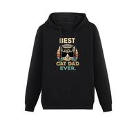 Meet Sun Vintage Best Cat Dad Ever Cat Daddy Father Black Hoodie Graphic Mens Sweatshirts Unisex Hooded S