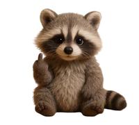 Meet The Attitude Squad Cute Middle Finger Plush for High Stress Feel Lonely People and Humor Gifts for Friends Who Like Decoration (Raccoon)