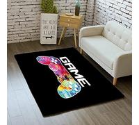 MeeTe Alfombra Dormitorio Moderno Gamer Controlador 3D Adolescente Sala De Estar Alfombra Antideslizante Graffiti Consola De Juegos Decoración Alfombra Negro Púrpura Rosa