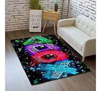 MeeTe Alfombra Dormitorio Moderno Gamer Controlador 3D Alfombra Antideslizante Graffiti Consola De Juegos Decoración Alfombra Azul Negro Púrpura Rosa Franela Esteras Suaves (60_x_90_cm,Color 05)