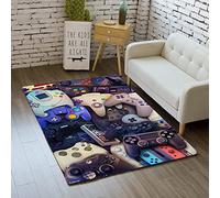 MeeTe Alfombra Dormitorio Moderno Gamer Controlador 3D Alfombra Antideslizante Graffiti Consola De Juegos Decoración Alfombra Azul Negro Púrpura Rosa Franela Esteras Suaves (80_x_120_cm,Color 03)