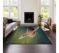 MeeTe Alfombra Moderna De Pelo Corto, Suave, Antideslizante, Lavable hasta 30 °C, Supersuave, Efecto Piel, No Man'S Sky, Decorativa (Sky 02,100x120cm)